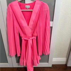 Milly Vibrant Pink V-Neck Dress